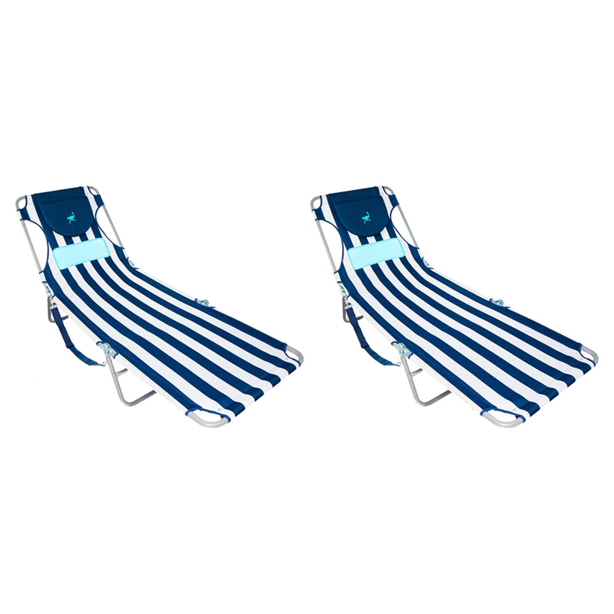 Ostrich Comfort Lounger Face Down Sunbathing Chaise Lounge Beach Chair (2 Pack) - VMInnovations