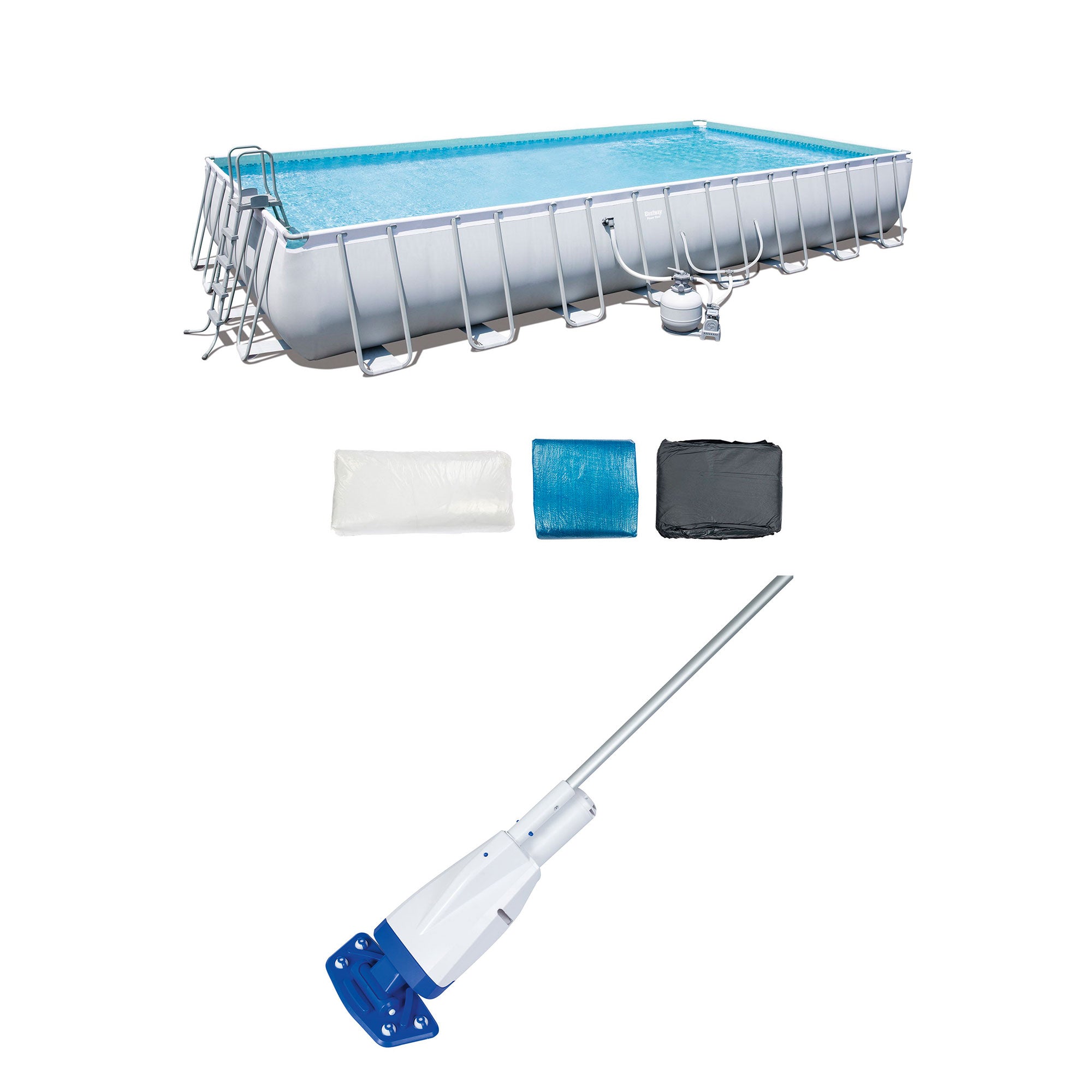 Bestway 31.3ft x 16ft x 52in Pool Set with Pump and Aqua Powercell Pool Vacuum - VMInnovations