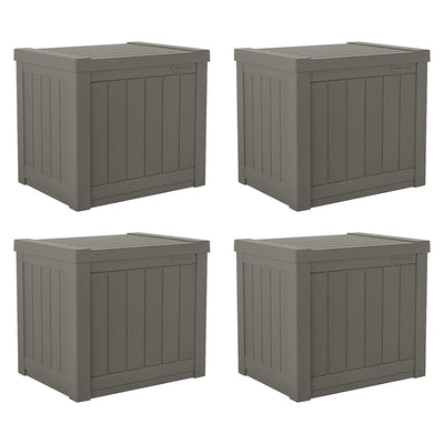 Suncast SS500ST 22 Gallon Small Resin Outdoor Patio Storage Deck Box (4 Pack)