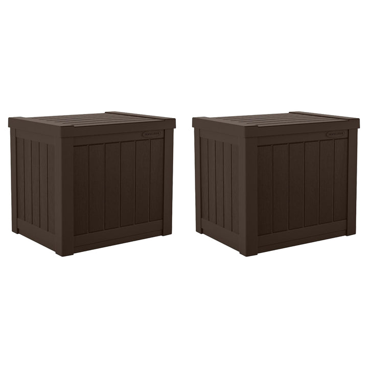 Suncast 17 x 22 Inch Resin 22-Gallon Patio Storage Deck Box, Java Brown (2 Pack)