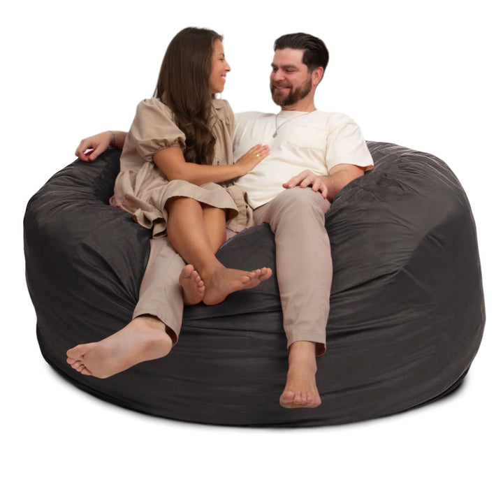 Ultimate Sack 6ft Bean Bag Chair, Oversized Indoor Comfy Lounger, Grey Suede