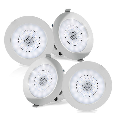 Pyle 4'' Bluetooth Ceiling Wall Speaker System w/ LED Lights (4 Pack) (Open Box)