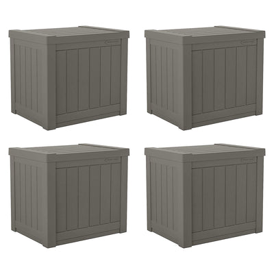 Suncast SS500ST 22 Gallon Small Resin Outdoor Patio Storage Deck Box (4 Pack)