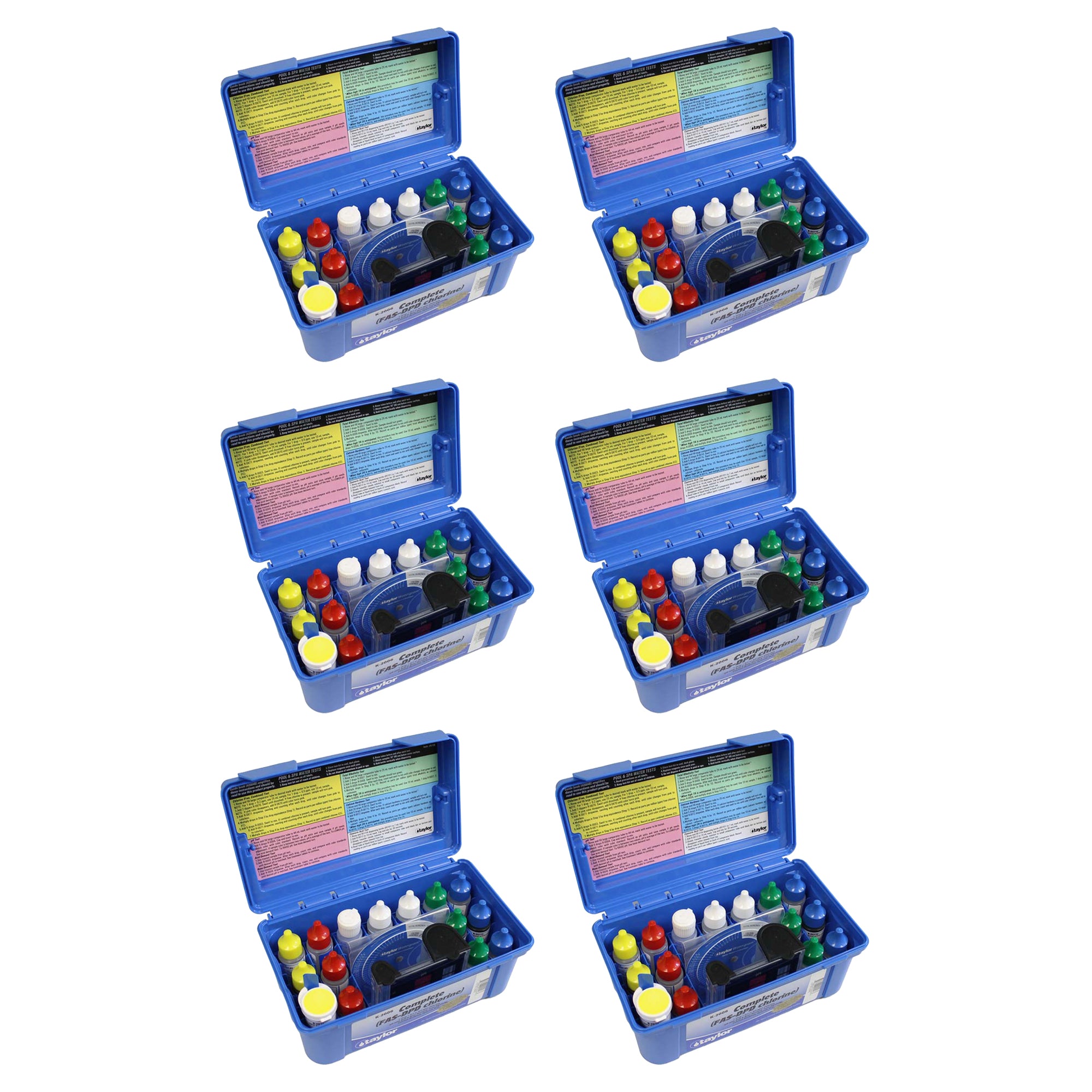 Taylor K2006 2000 Swimming Pool Chlorine pH Alkaline Water Test Kit (6 Pack) - VMInnovations
