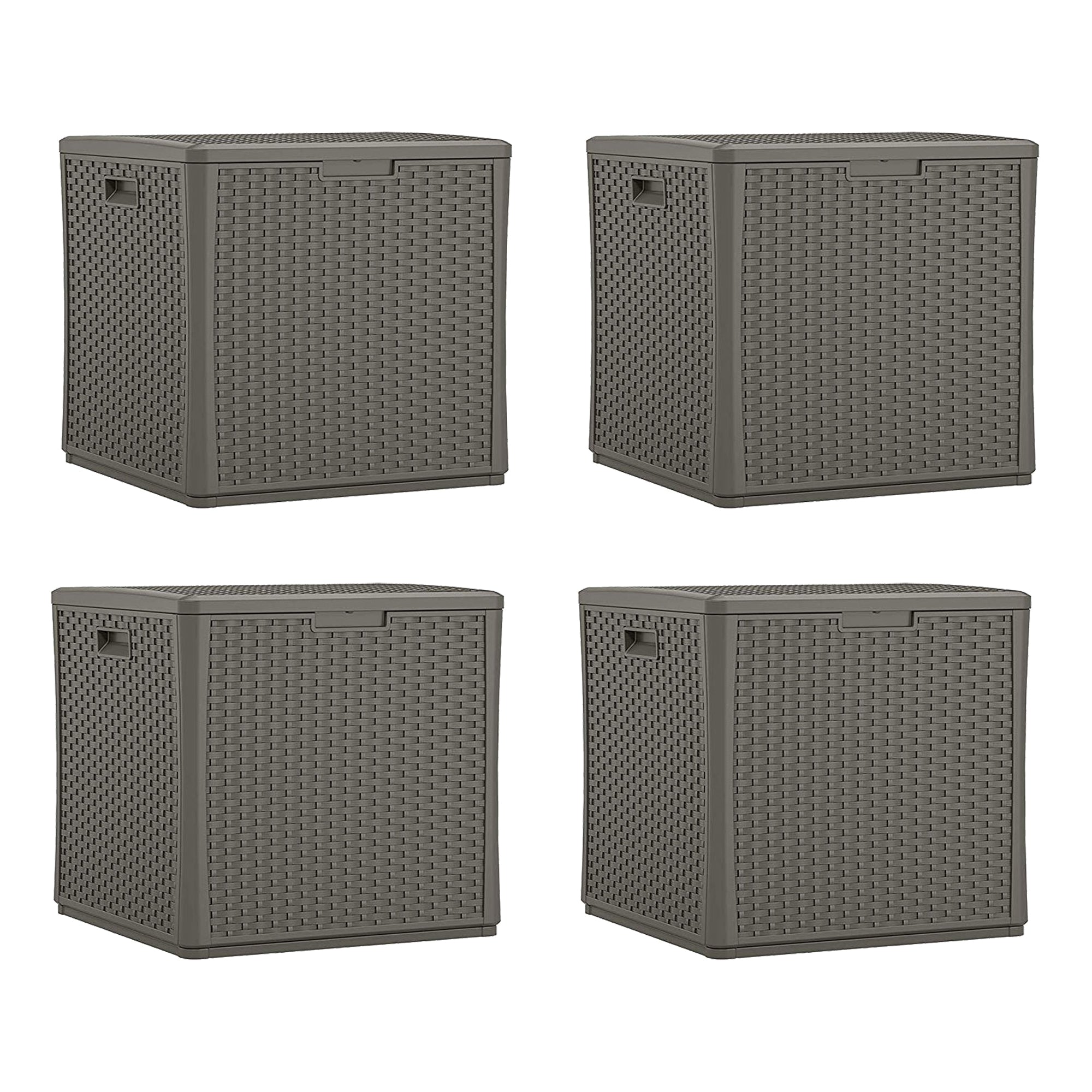 Suncast 60 Gallon Resin Outdoor Patio Storage Cube Deck Box, Stoney (4 Pack) - VMInnovations