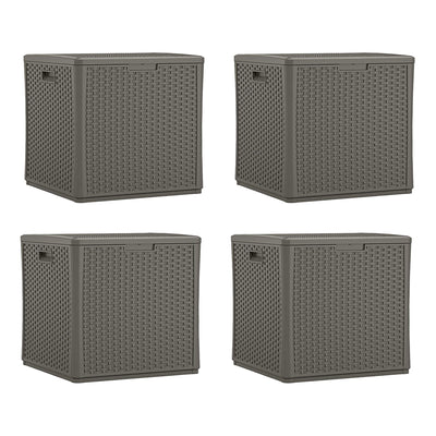 Suncast 60 Gallon Resin Outdoor Patio Storage Cube Deck Box, Stoney (4 Pack) - VMInnovations