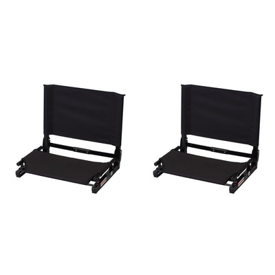 Stadium Chair Game Changer Fold Canvas Bleacher Cushion Seat, Black (2 Pack)