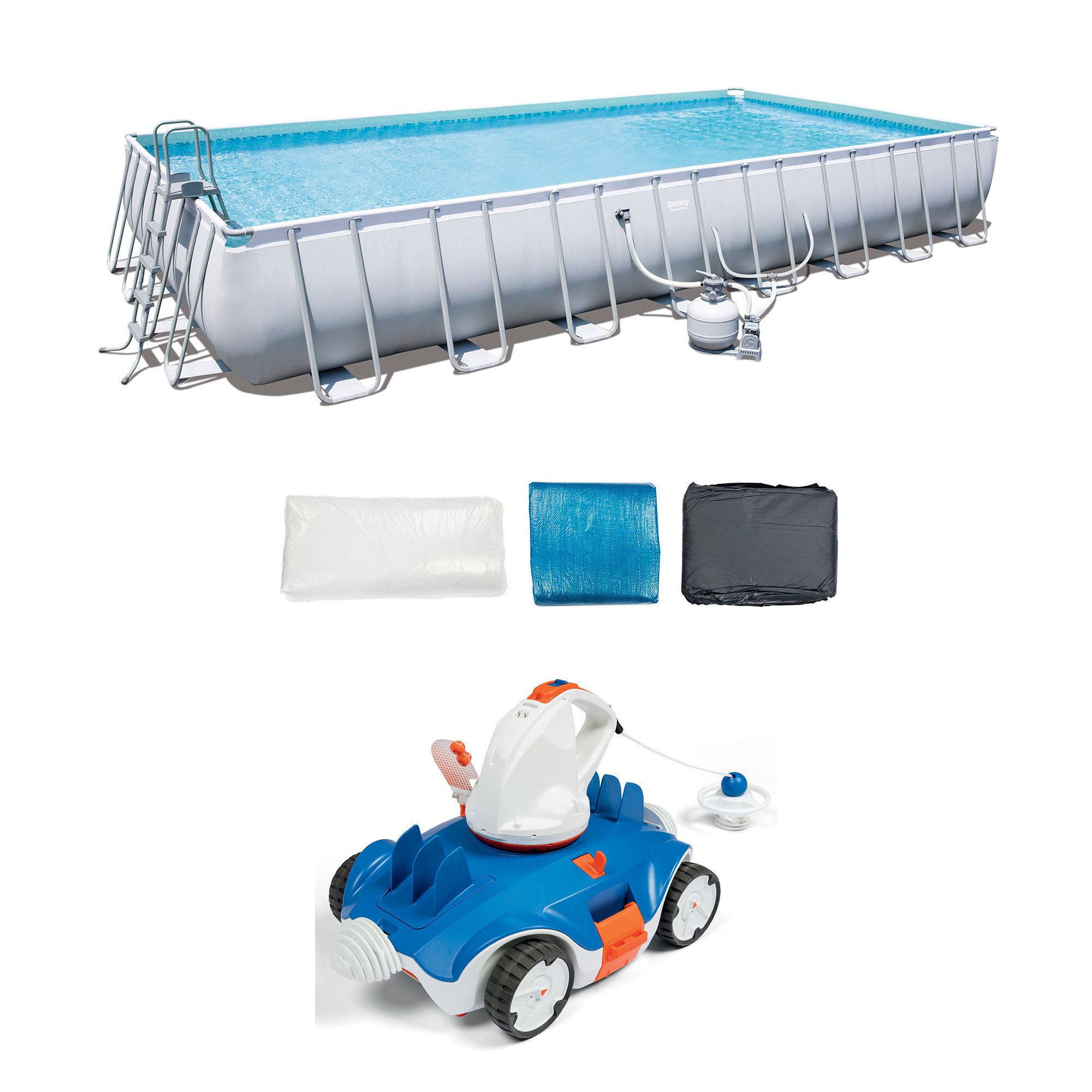 Bestway Rectangular Frame Swimming Pool Set Aquatronix Autonomous Cleaning Robot - VMInnovations