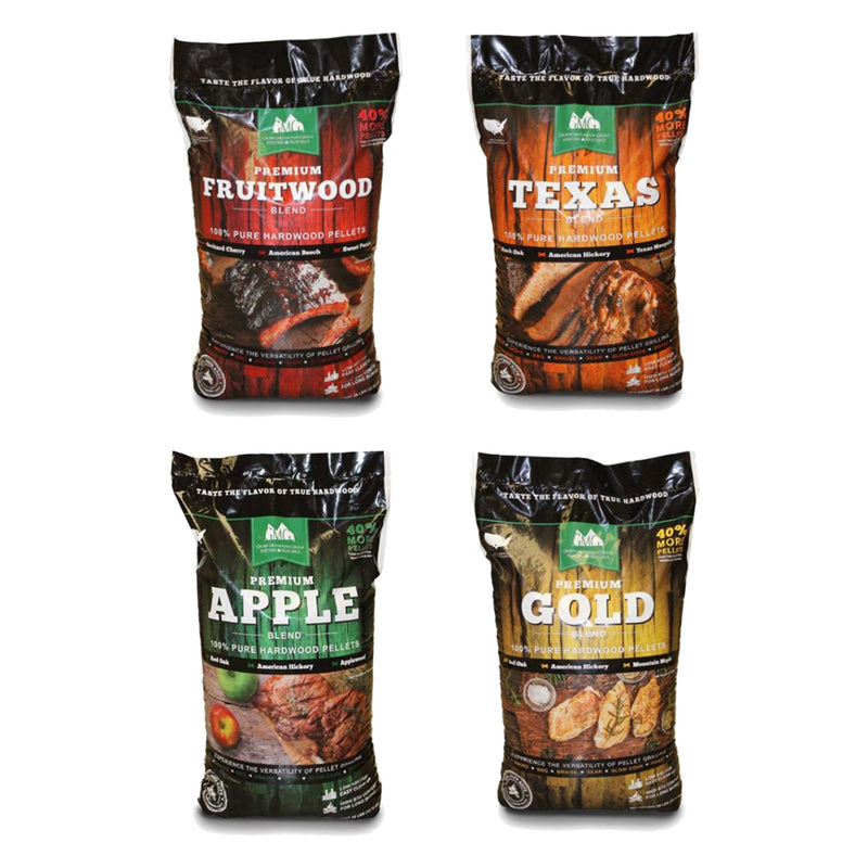 Green Mountain Fruitwood, Texas, Apple, & Gold Blend Grilling Pellets (4 Pack)
