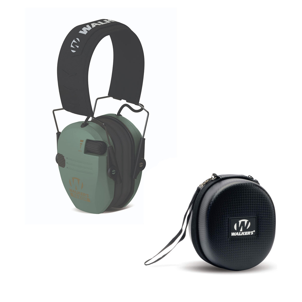 Walker's Razor Slim Shooter Sage Electronic Hearing Protection Earmuff w/ Case