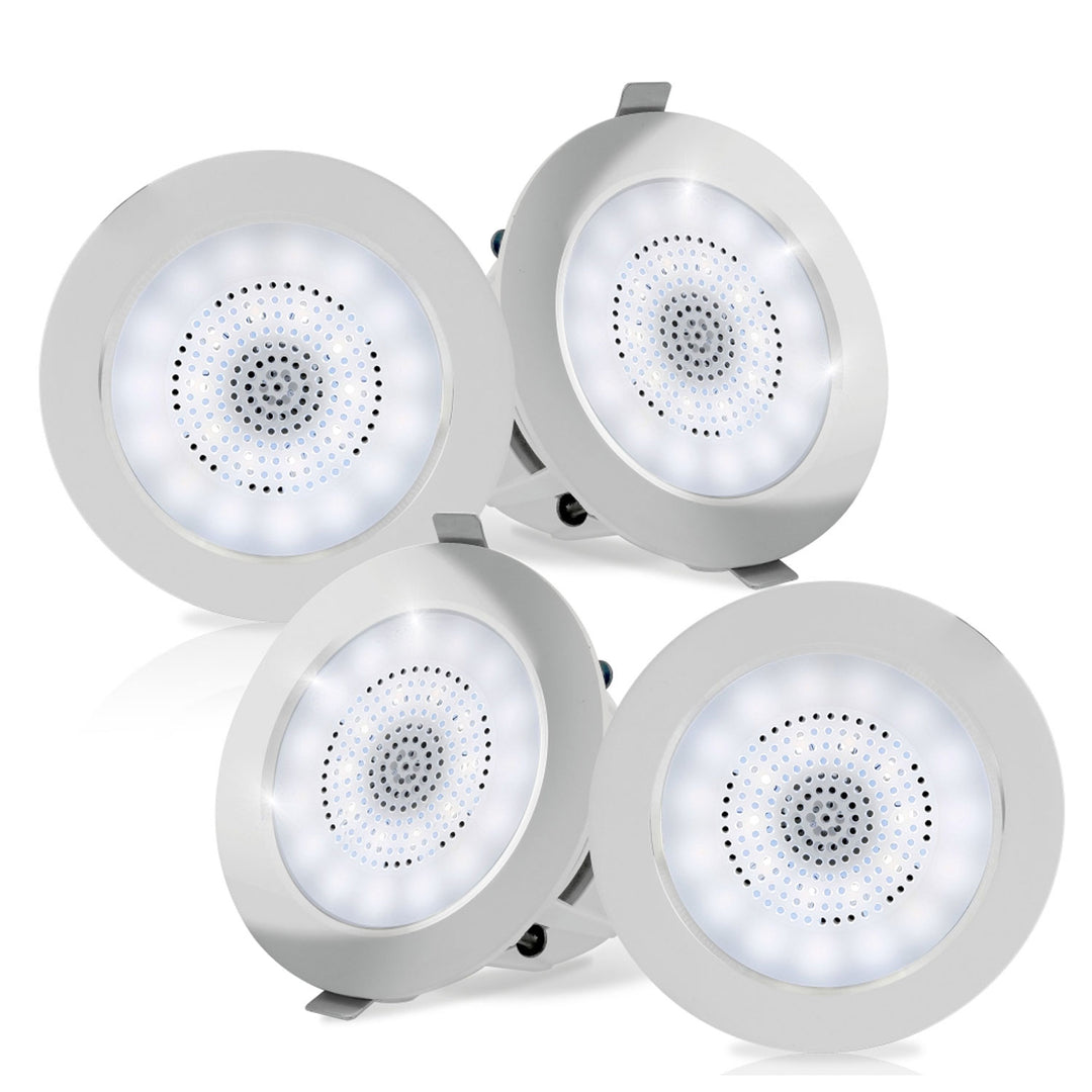 Pyle 4'' Bluetooth Ceiling Wall Speaker System w/ LED Lights (4 Pack) (Open Box) - VMInnovations