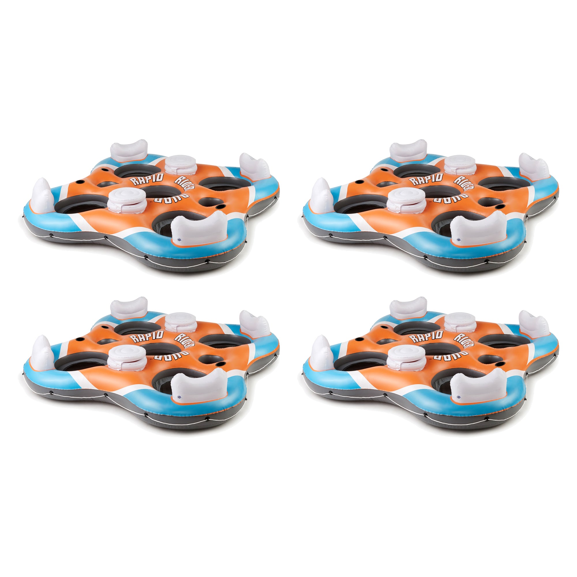 Bestway 101-Inch Rapid Rider 4 Person Floating Island River Lake Raft (4 Pack) - VMInnovations