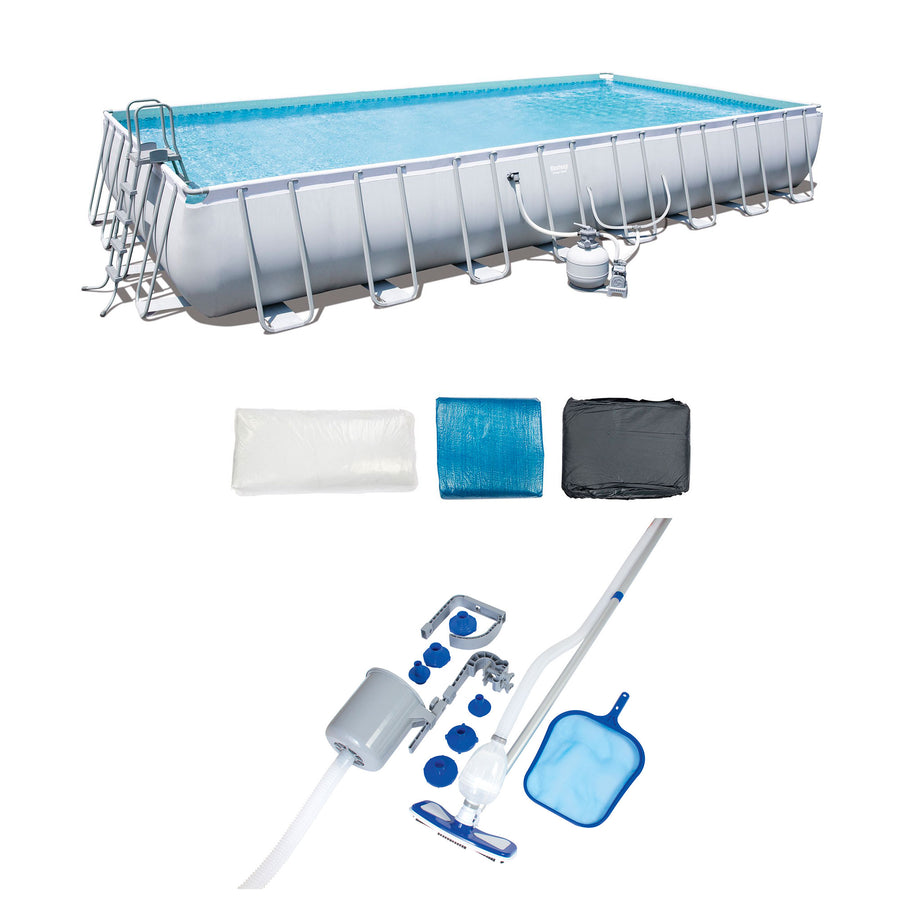 Bestway Frame Swimming Pool & Pool Cleaning Vacuum & Maintenance Accessories Kit - VMInnovations