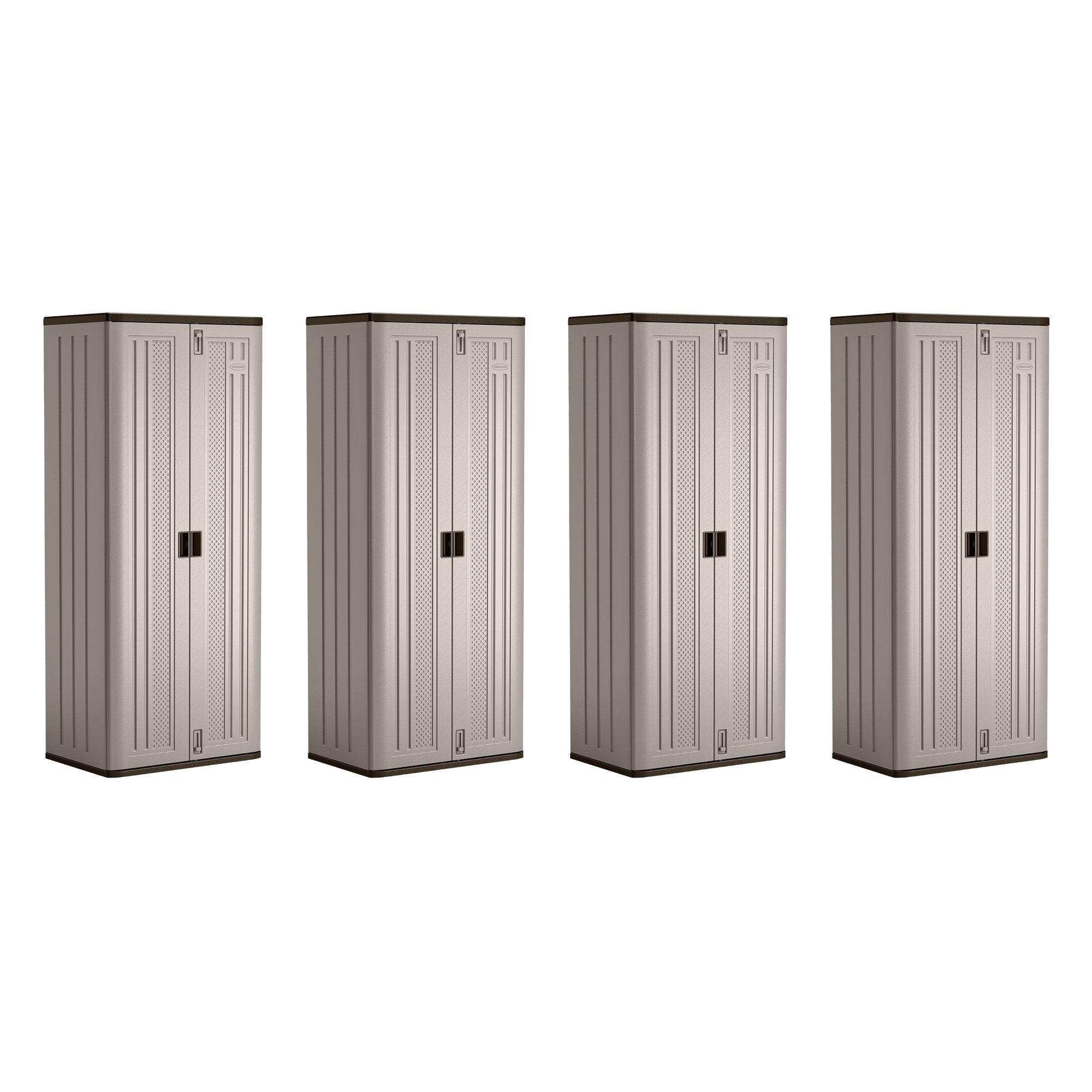 Suncast Tall Storage Cabinet Building with Shelves and Doors, Platinum (4 Pack)