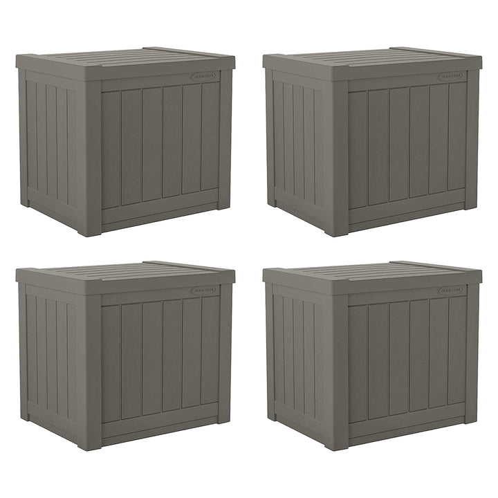 Suncast SS500ST 22 Gallon Small Resin Outdoor Patio Storage Deck Box (4 Pack)