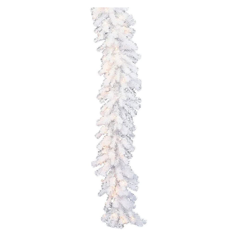 Vickerman Crystal White Spruce Artificial 9 Foot Unlit Holiday Garland (Used)