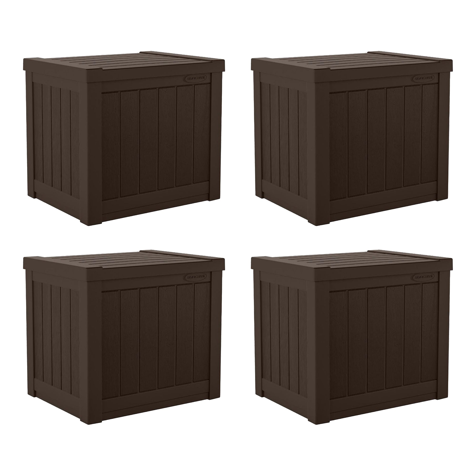 Suncast 17 x 22 Inch Resin 22-Gallon Patio Storage Deck Box, Java Brown (4 Pack)