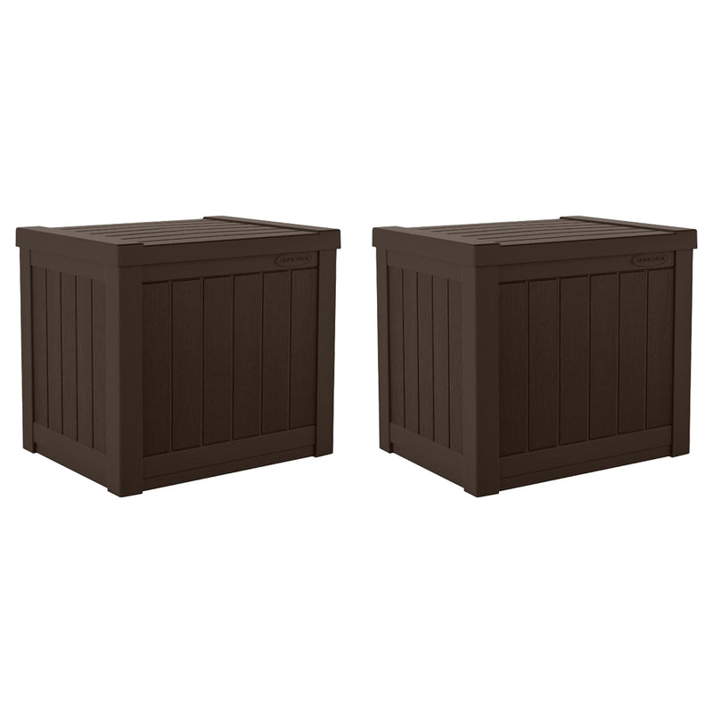 Suncast 17 x 22 Inch Resin 22-Gallon Patio Storage Deck Box, Java Brown (2 Pack)