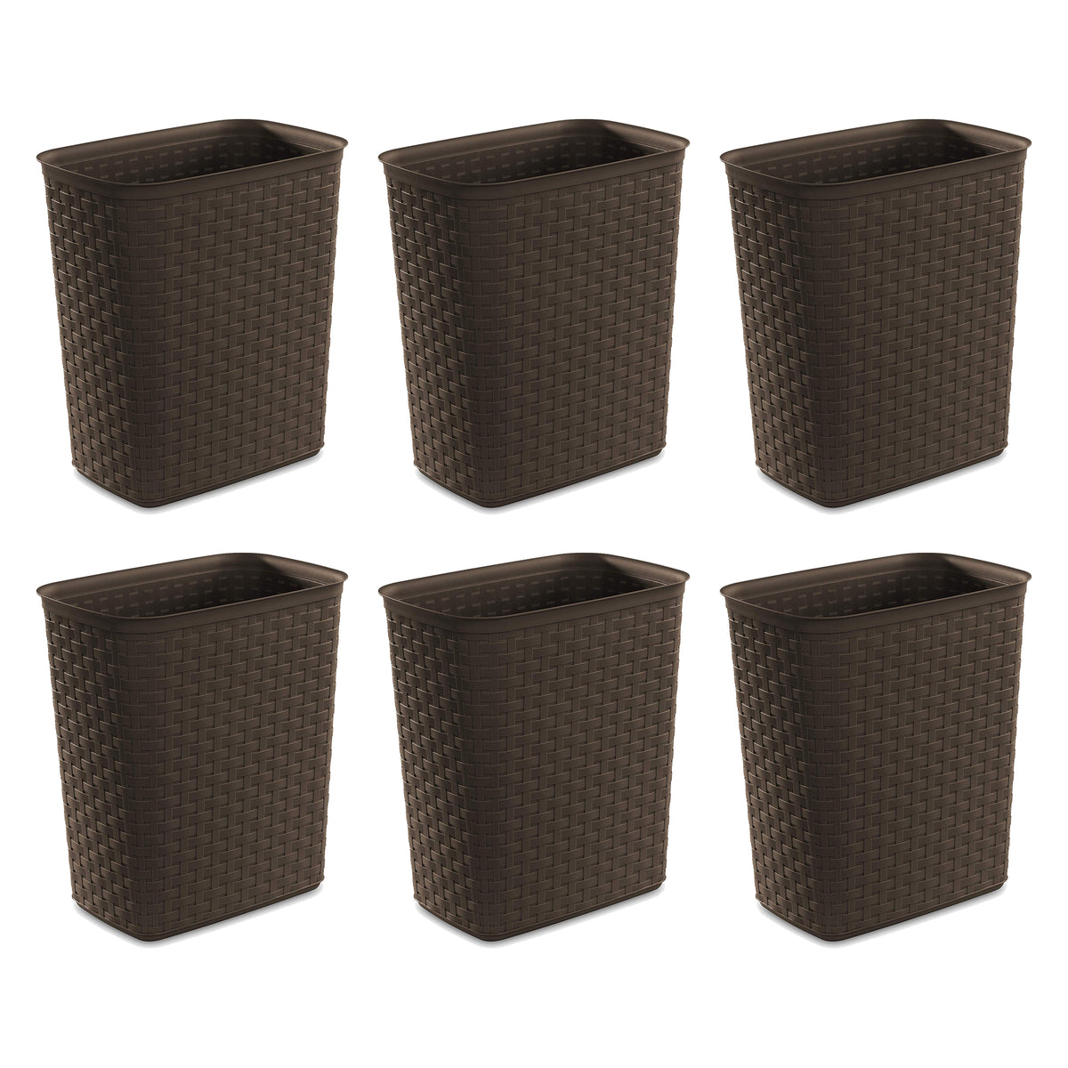 Sterilite Weave 5.8 Gallon Plastic Home/Office Wastebasket Trash Can (6 Pack)