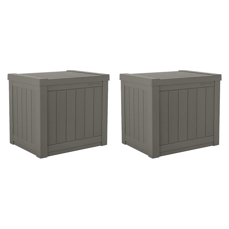 Suncast SS500ST 22 Gallon Small Resin Outdoor Patio Storage Deck Box (2 Pack)