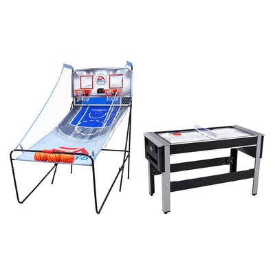 Lancaster Bowling, Hockey, Table Tennis Table Bundle w/ Basketball Arcade Game