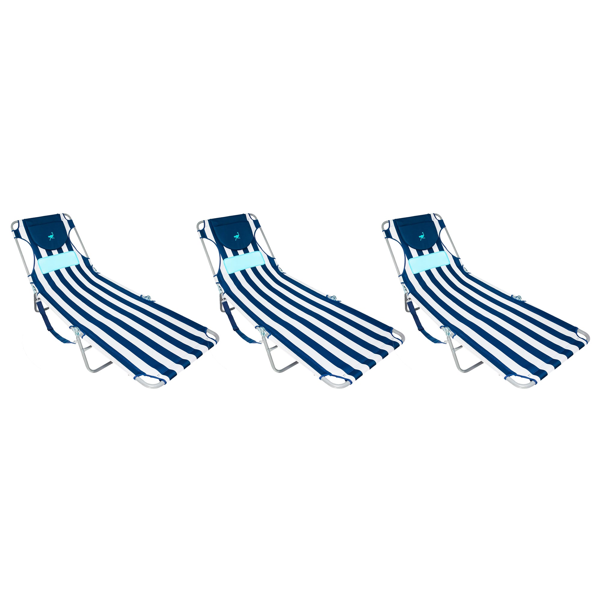 Ostrich Comfort Lounger Face Down Sunbathing Chaise Lounge Beach Chair (3 Pack) - VMInnovations