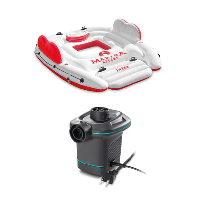 Intex Inflatable Island Float Raft | Intex 120V Quick Fill AC Electric Air Pump - VMInnovations