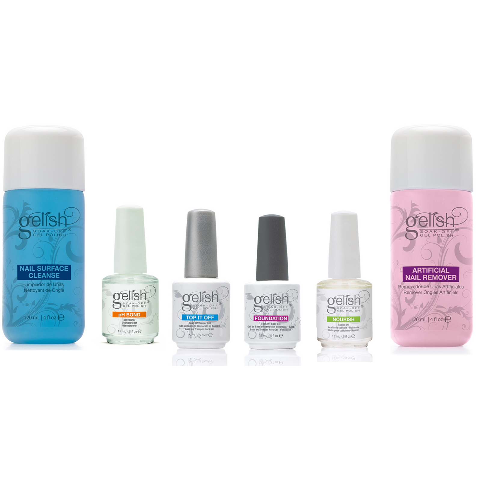 Gelish Full Size Gel Nail Polish Soak Off Remover and Cleanser Basic Care Kit - VMInnovations