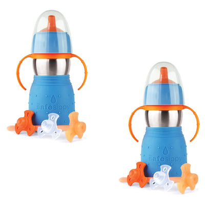 Kid Basix 894148002046 Stainless Steel Safe Sippy Cup Bottle, Blue (2 Pack)