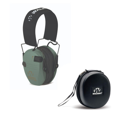 Walker's Razor Slim Shooter Sage Electronic Hearing Protection Earmuff w/ Case