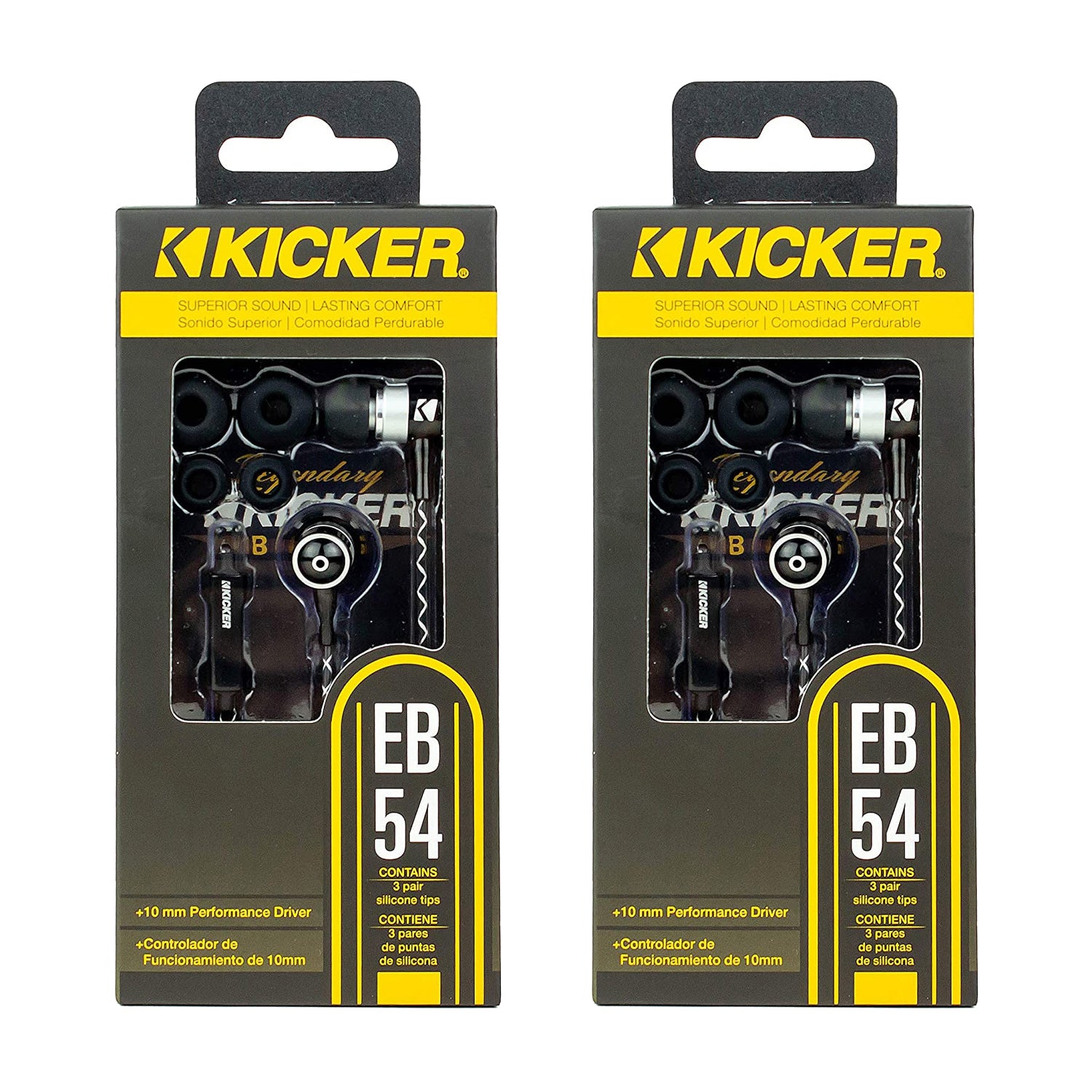 KICKER 46EB54 Noise Isolating Silicone Earbuds w/ 10mm Drivers, Braided (2 Pack) - VMInnovations