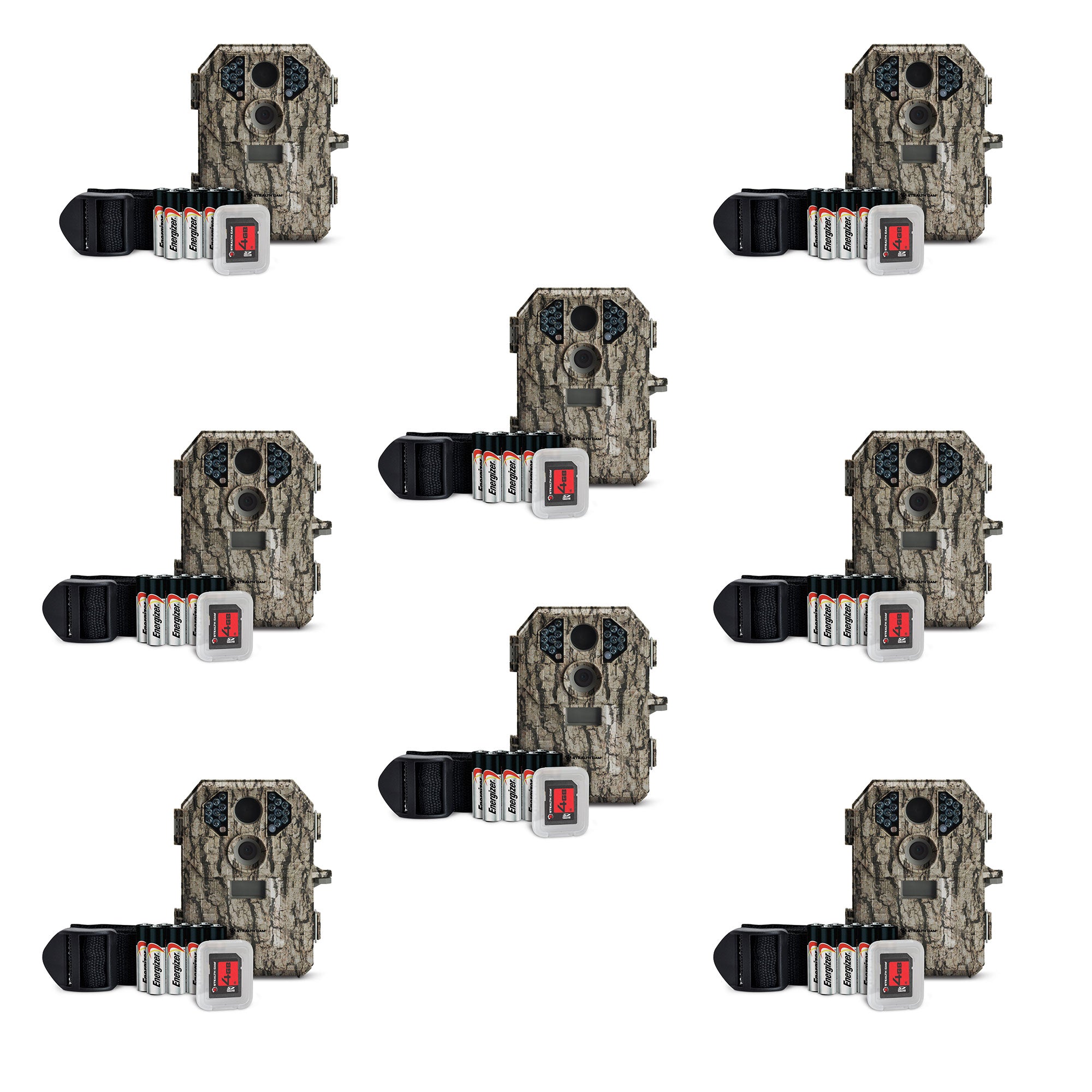 Stealth Cam 7MP Infrared Hunting Game Trail Camera w/ SD Card | P18CMO (8 Pack)