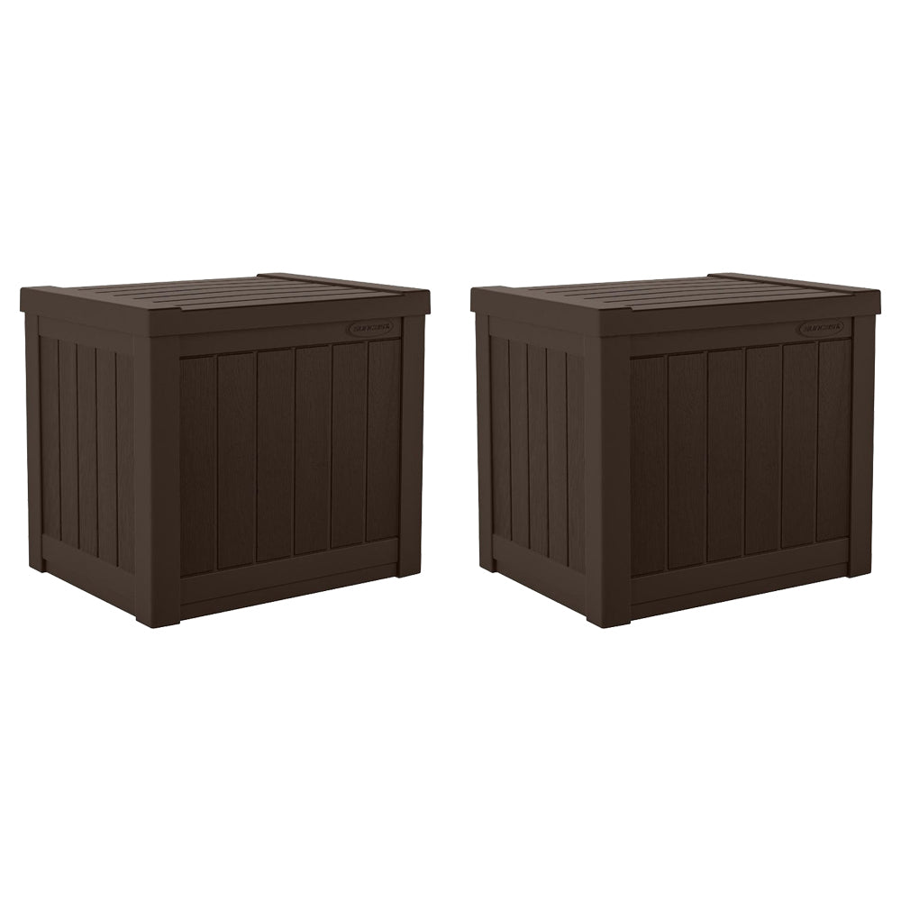 Suncast 17 x 22 Inch Resin 22-Gallon Patio Storage Deck Box, Java Brown (2 Pack) - VMInnovations
