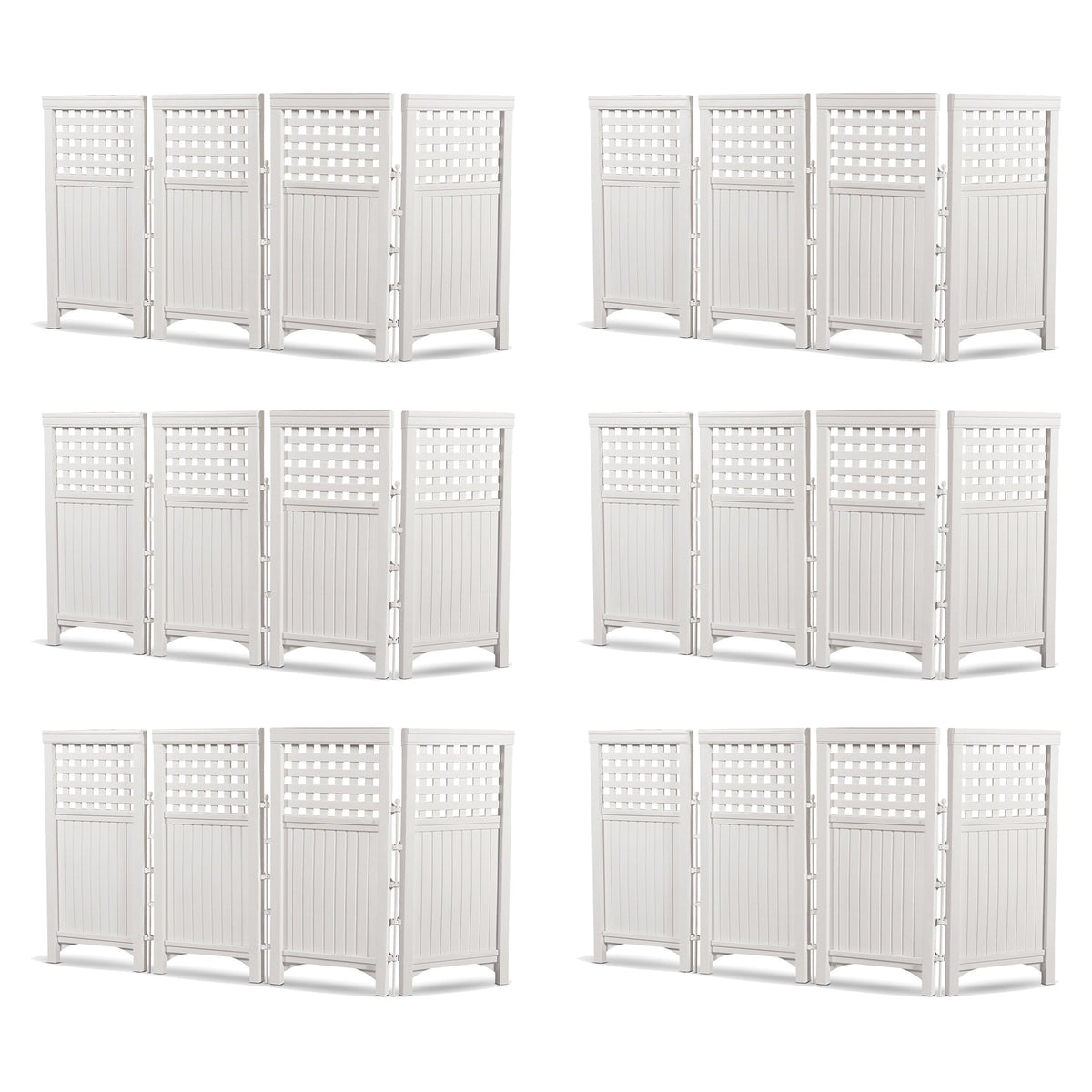 Suncast Outdoor Garden Yard 4 Panel Screen Enclosure Gated Fence, White (6 Pack)