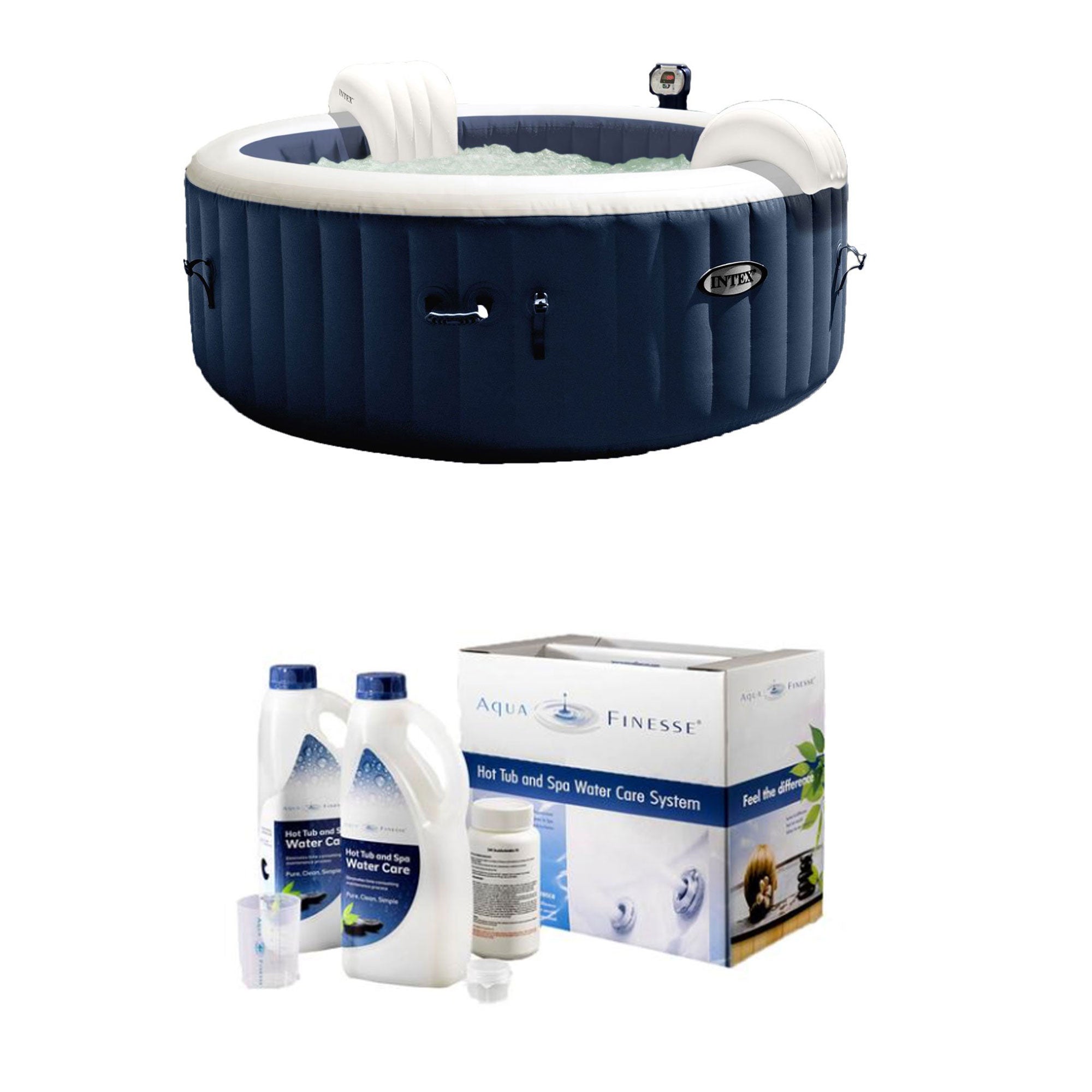 Intex Pure Spa 4-Person Inflatable Hot Tub | Dichlor Tablets Water Care Kit
