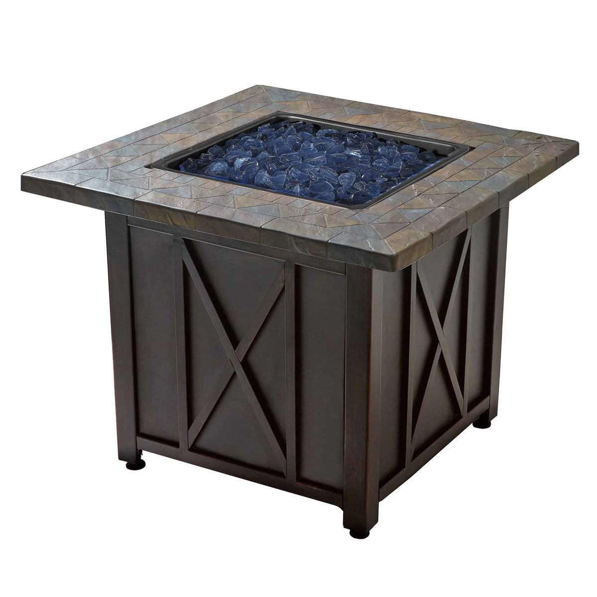 Endless Summer 30,000 BTU LP Gas Outdoor Fire Pit with Blue Fire Glass, Bronze - VMInnovations