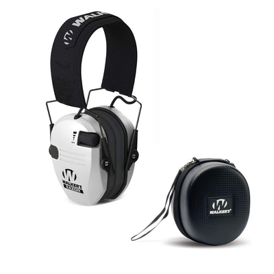 Walker's Razor Slim Shooter White Electronic Hearing Protection Earmuff w/ Case - VMInnovations
