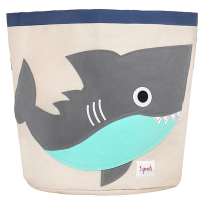 3 Sprouts Canvas Storage Bin Laundry and Toy Basket for Baby and Kids, Shark