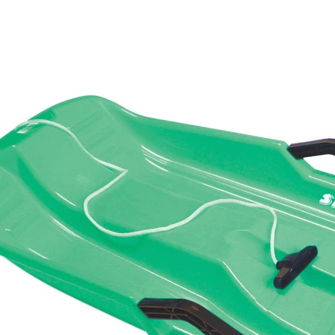 Slippery Racer Downhill Thunder Kids Toddler Plastic Toboggan Snow Sled, Green