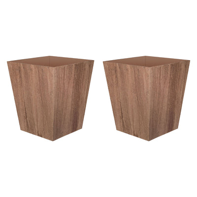 Suncast 16 Inch Farmington Rustic Wood Look Garden Planter, Brown (2 Pack)