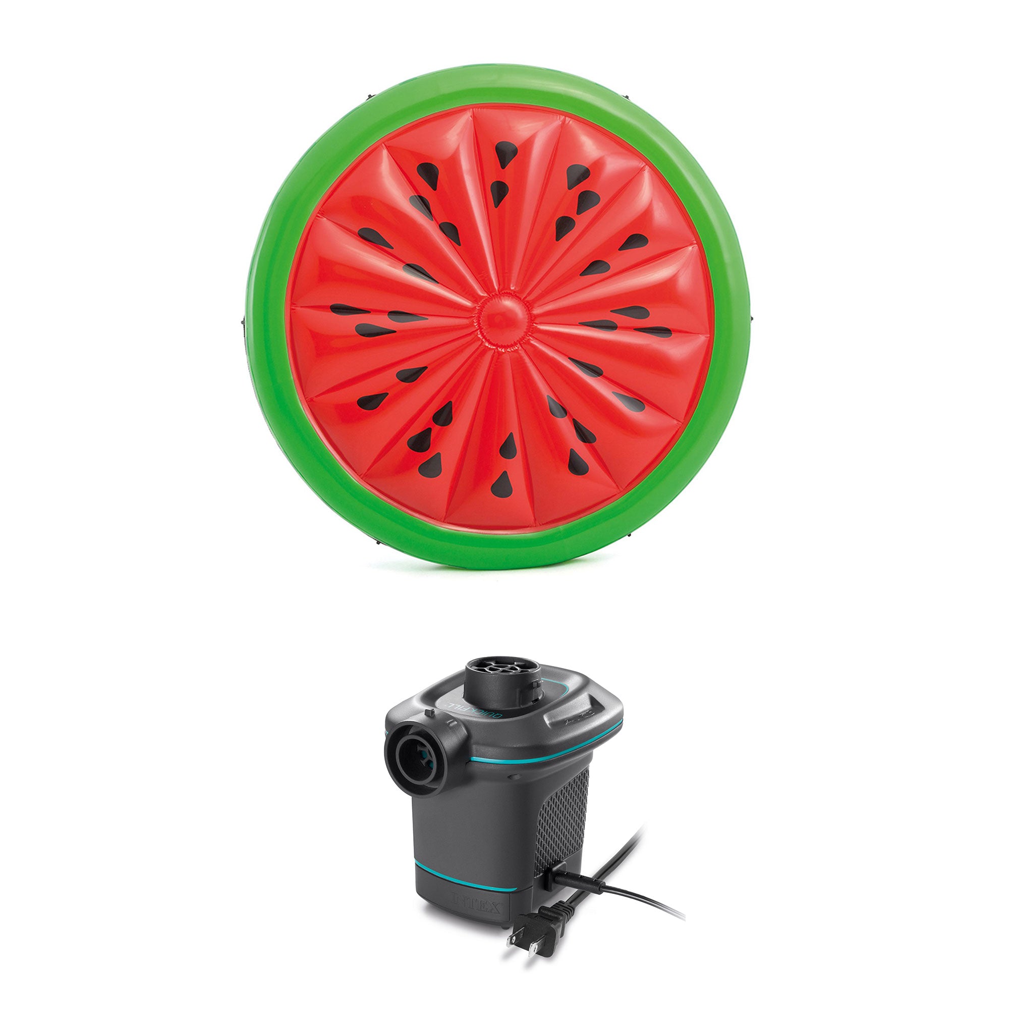 Intex  72-Inch Watermelon Island Raft | Intex 120V Quick Fill AC Air Pump - VMInnovations