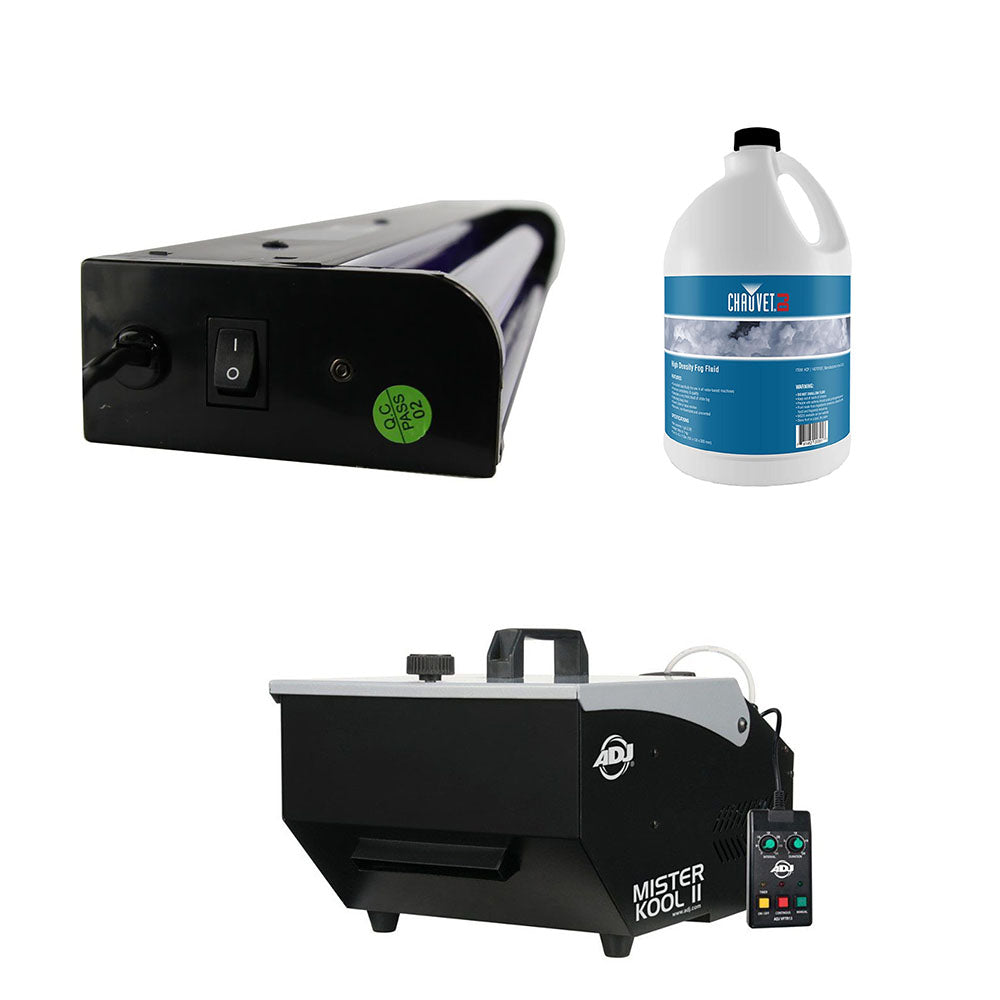 ADJ Mister Kool II Fog Machine & 24 Inch Black Light & DJ 1 Gallon Fog Juice - VMInnovations