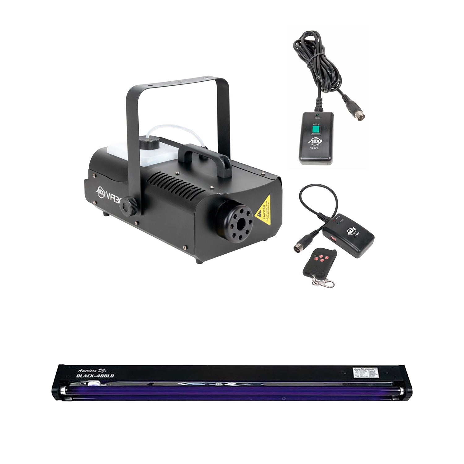 American DJ 2.3 L Tank Mobile Fog Machine w/ Remote Controls & 48in Black Light
