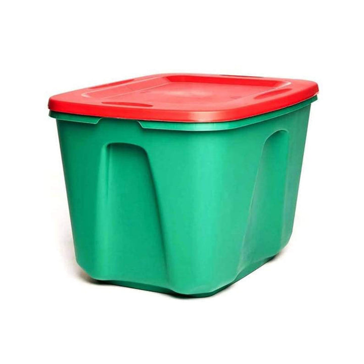 HOMZ 18 Gal Heavy Duty Plastic Holiday Storage Totes, Green/Red (4 Pack) (Used)