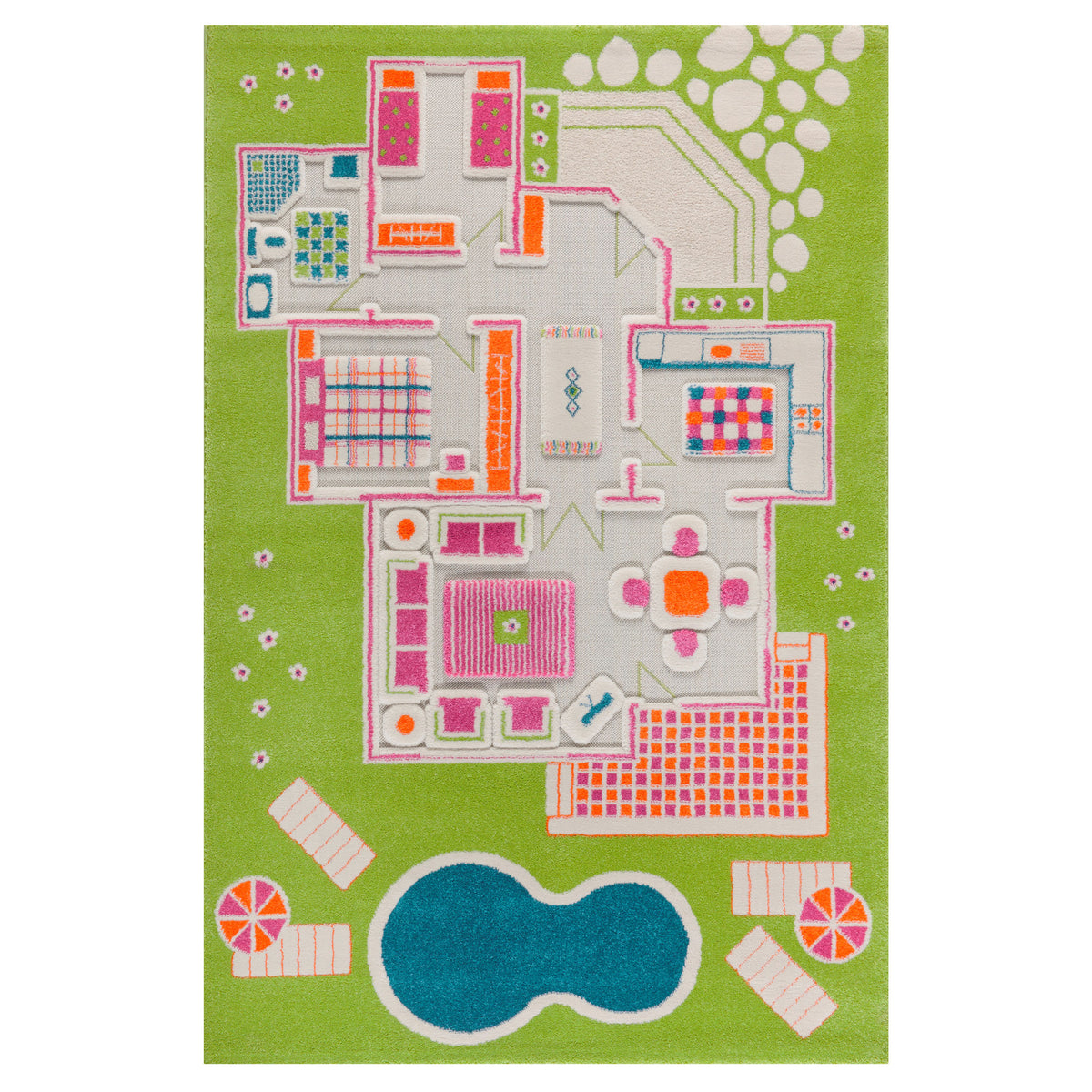 IVI 3D Play Carpets 78 x 52.5 Inch Play House Educational Toddler Mat Rug, Large - VMInnovations
