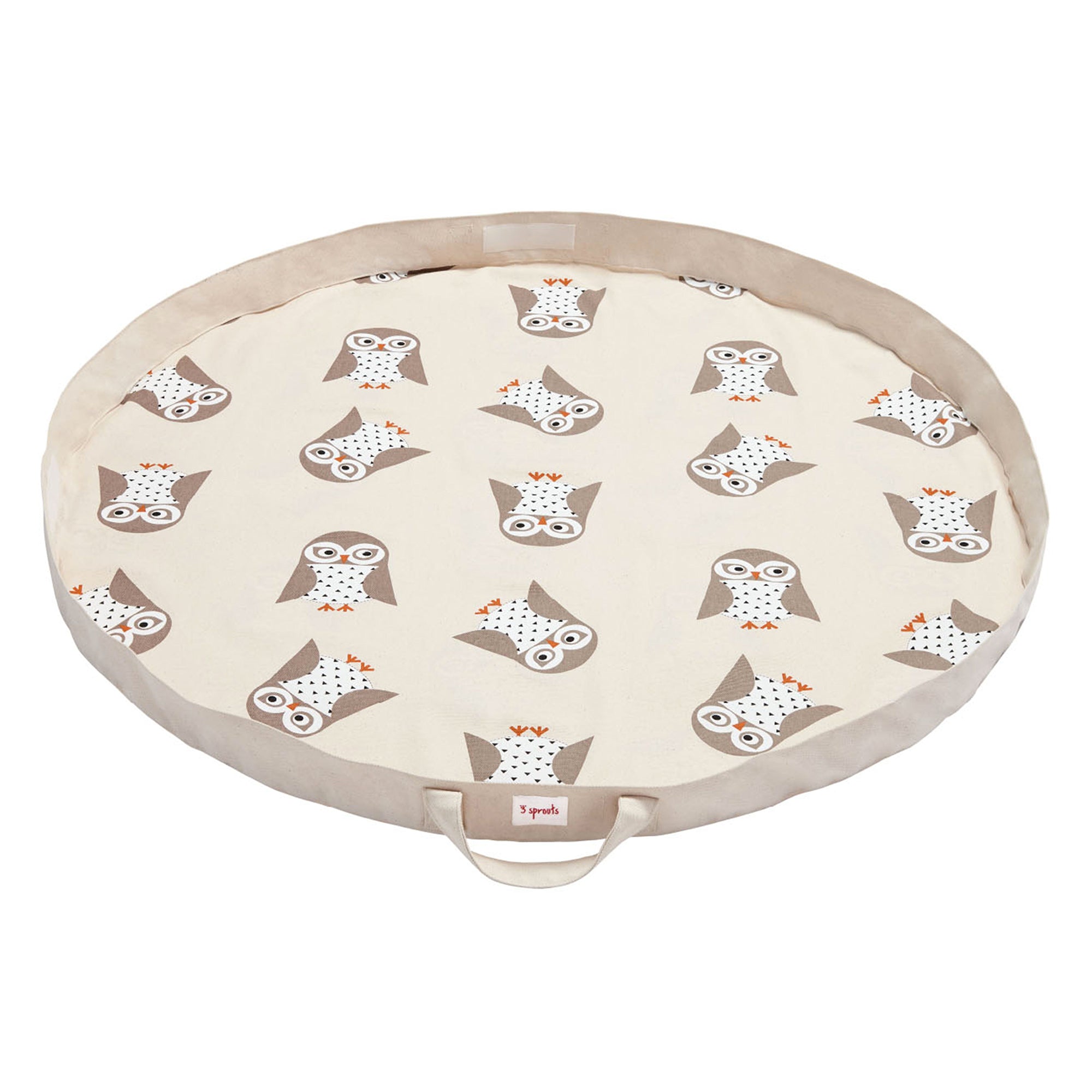 3 Sprouts Storage Bin Basket and Toy Storage Bag Play Mat, Gray Owl Pattern