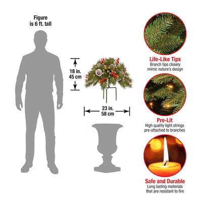 National Tree Company 18 Inch Mixed Decor Urn Filler w/ White Lights & 175 Tips - VMInnovations