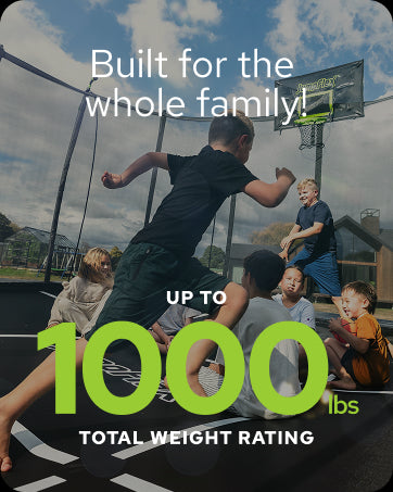 JumpFlex HERO 15' Trampoline with PROJAM Hero Basketball Hoop and Net Attachment