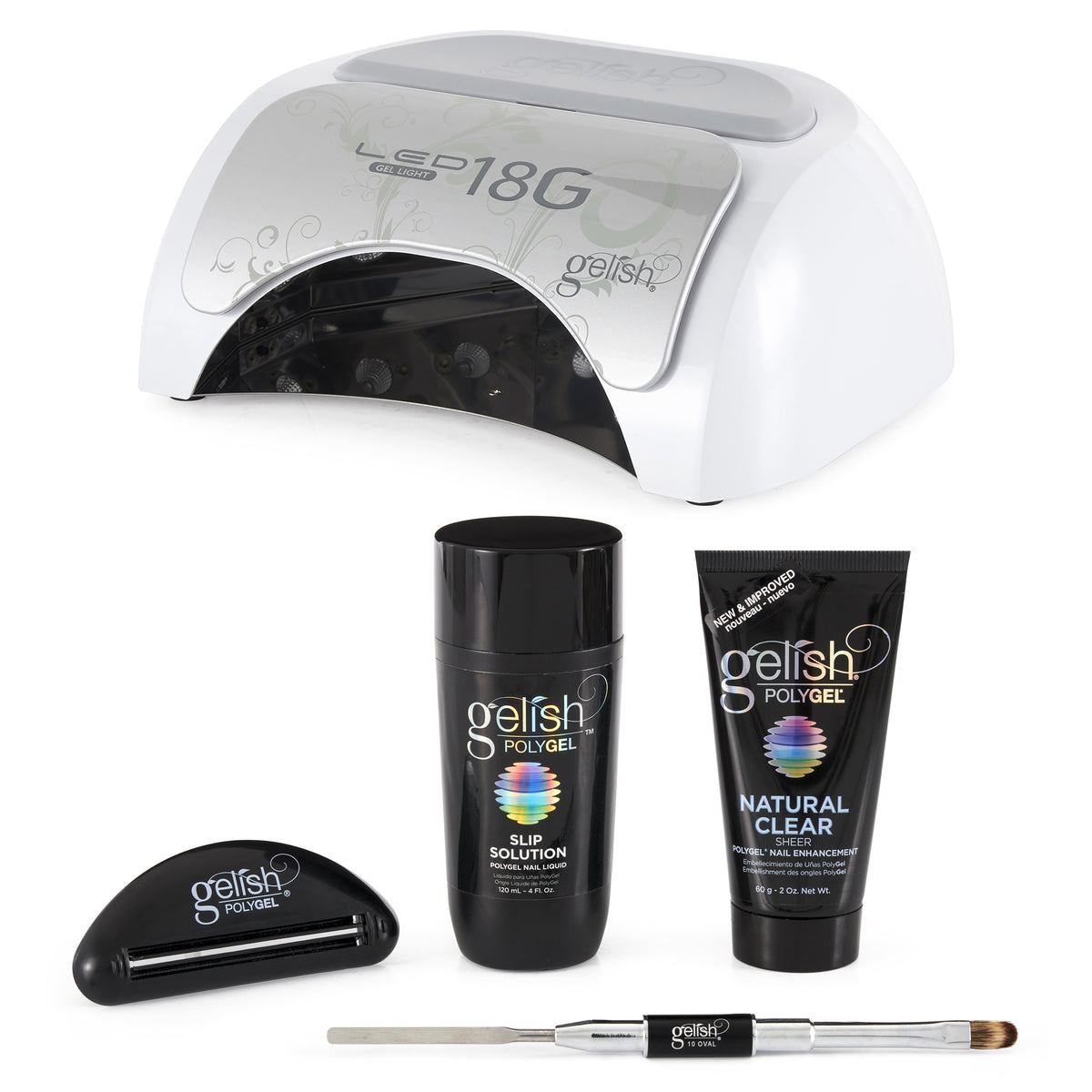 Gelish Harmony 18G LED Curing Lamp + PolyGel Professional Enhancement Trial Kit