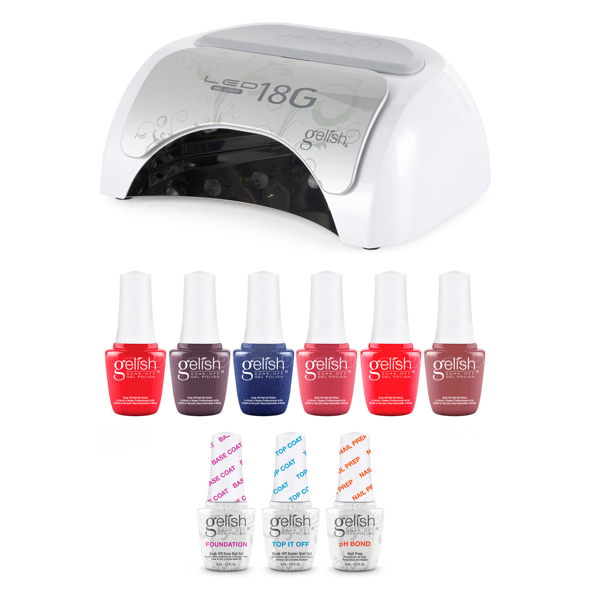 Gelish Complete Manicure Kit w/ 18G Curing Light, Terrific Trio & Midnight Set